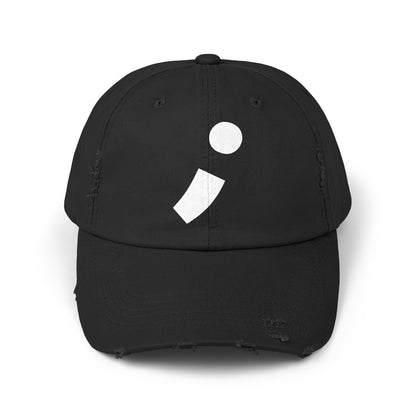 Semi-Colon ; Unisex Distressed Cap