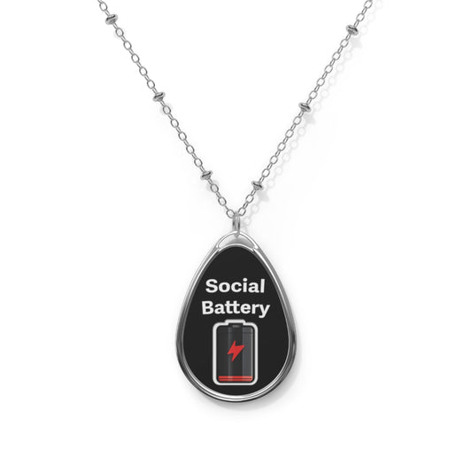 Social Battery Low Oval Necklace