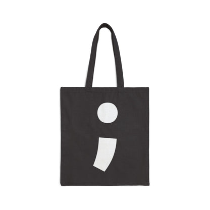 Semi-Colon ; Cotton Canvas Tote Bag