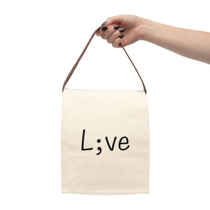 Semi-Colon L;ve Canvas Lunch Bag With Strap