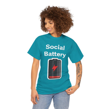 Social Battery Low Unisex Heavy Cotton Tee