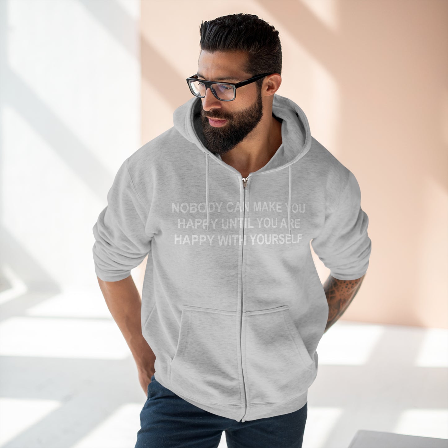 Happy with Yourself Unisex Zip Hoodie