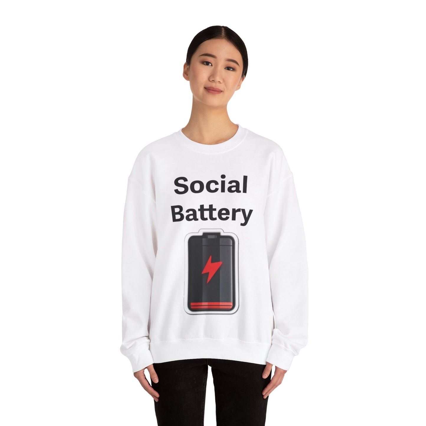 Social Battery Low Unisex Heavy Blend™ Crewneck Sweatshirt