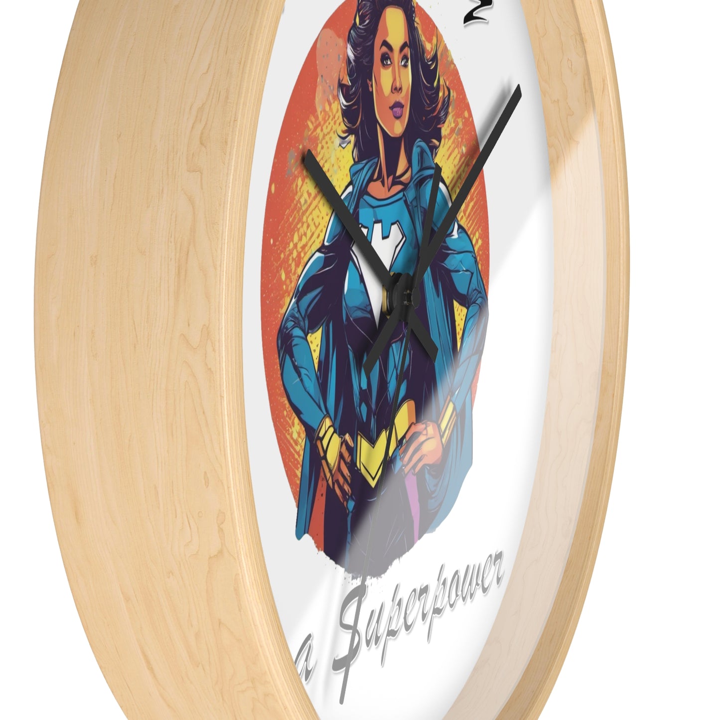 Positivity is a Superpower Female Superhero Wall Clock