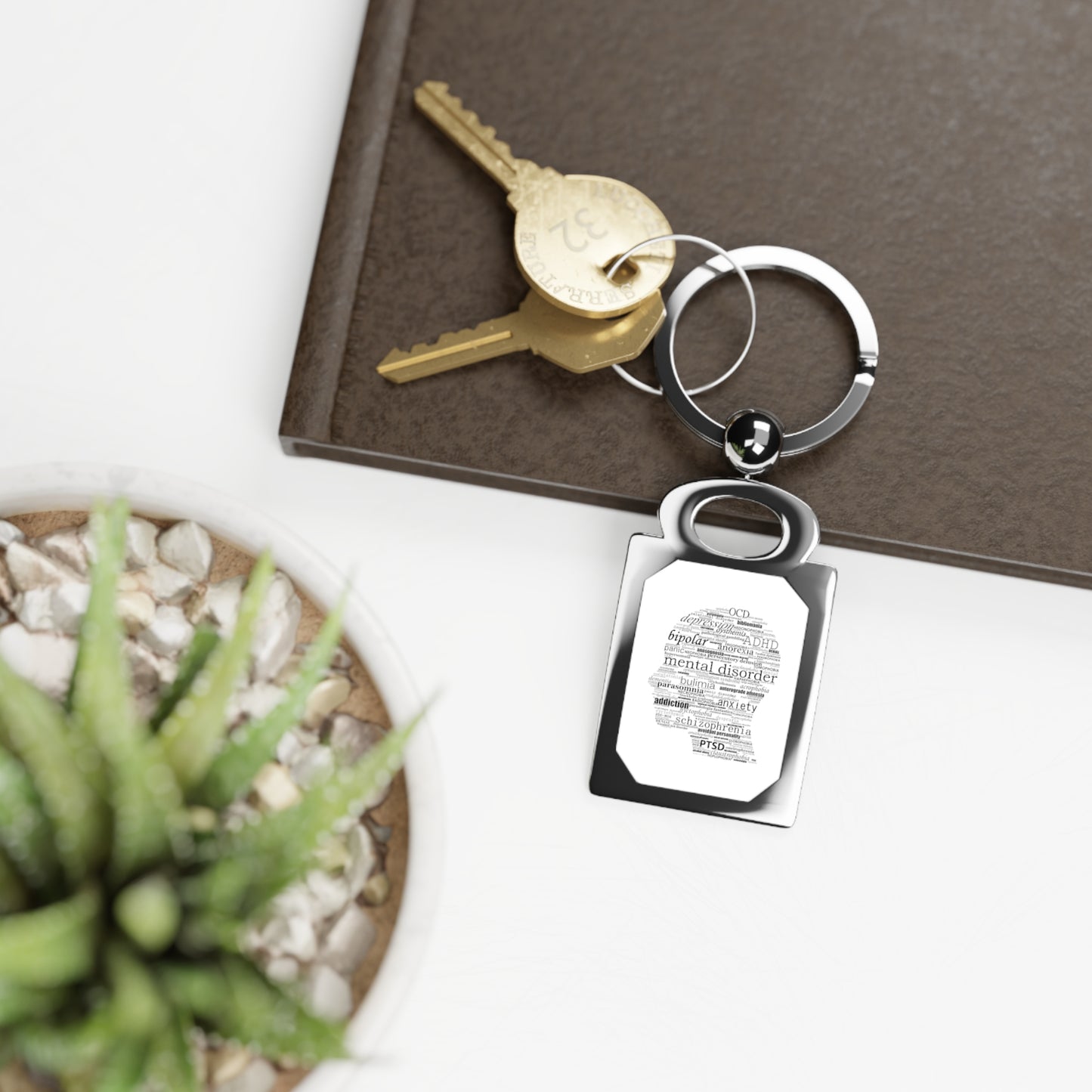 Mental Disorder Silhouette Rectangle Photo Keyring