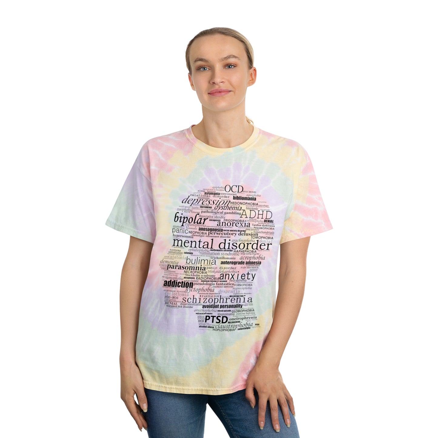 Mental Disorder Silhouette Tie-Dye Tee, Spiral