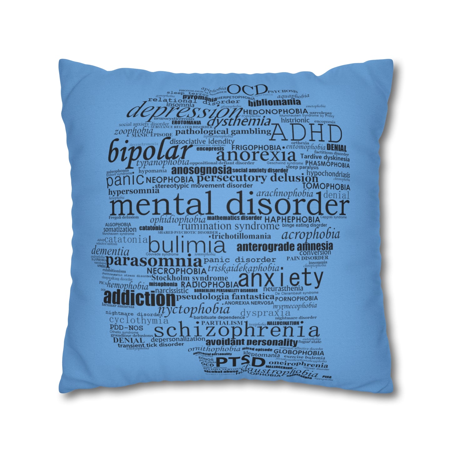 Mental Disorder Silhouette Spun Polyester Square Pillowcase