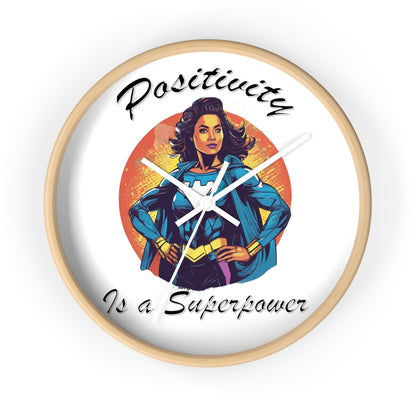 Positivity is a Superpower Female Superhero Wall Clock