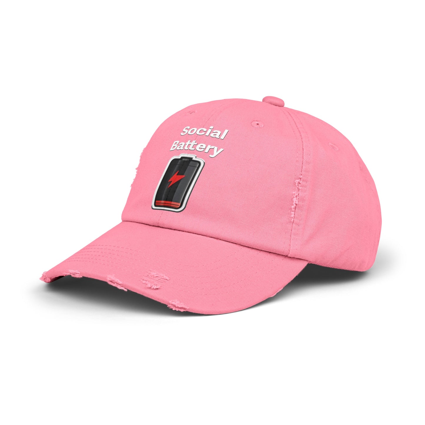 Social Battery Low Unisex Distressed Cap