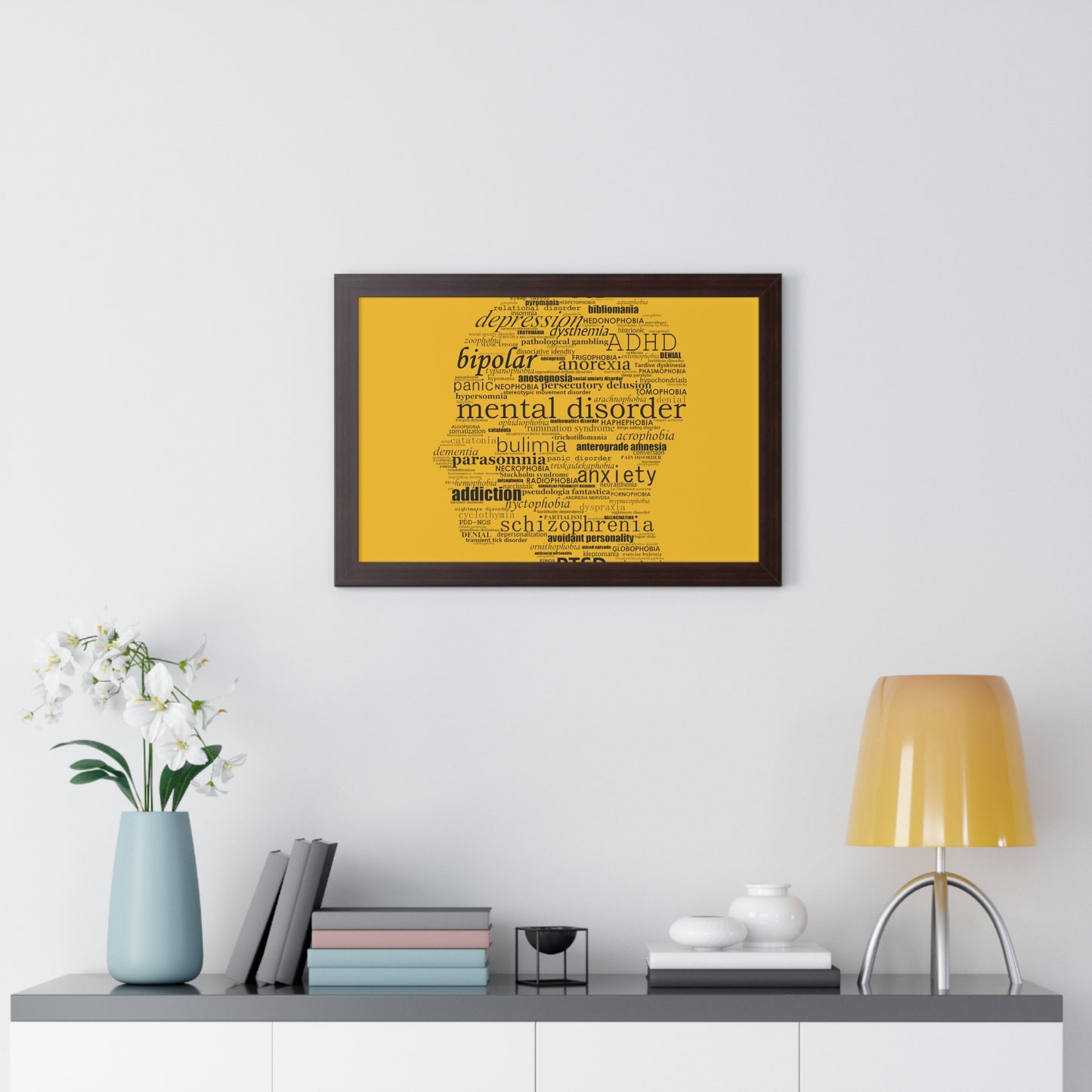 Mental Disorder Silhouette Framed Horizontal Poster