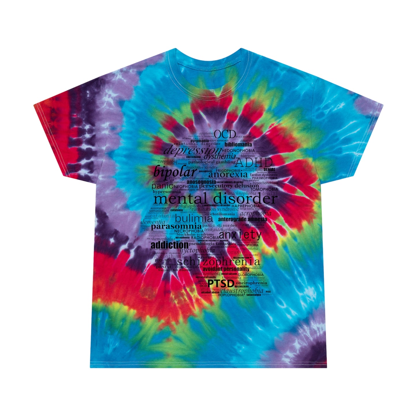 Mental Disorder Silhouette Tie-Dye Tee, Spiral