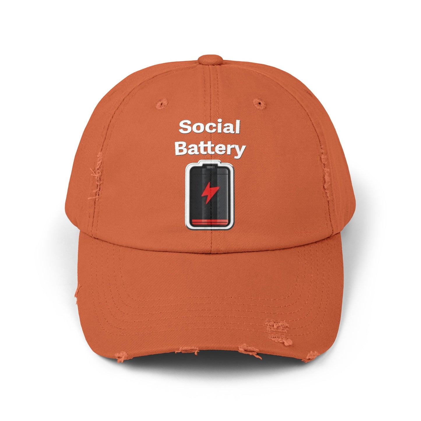 Social Battery Low Unisex Distressed Cap