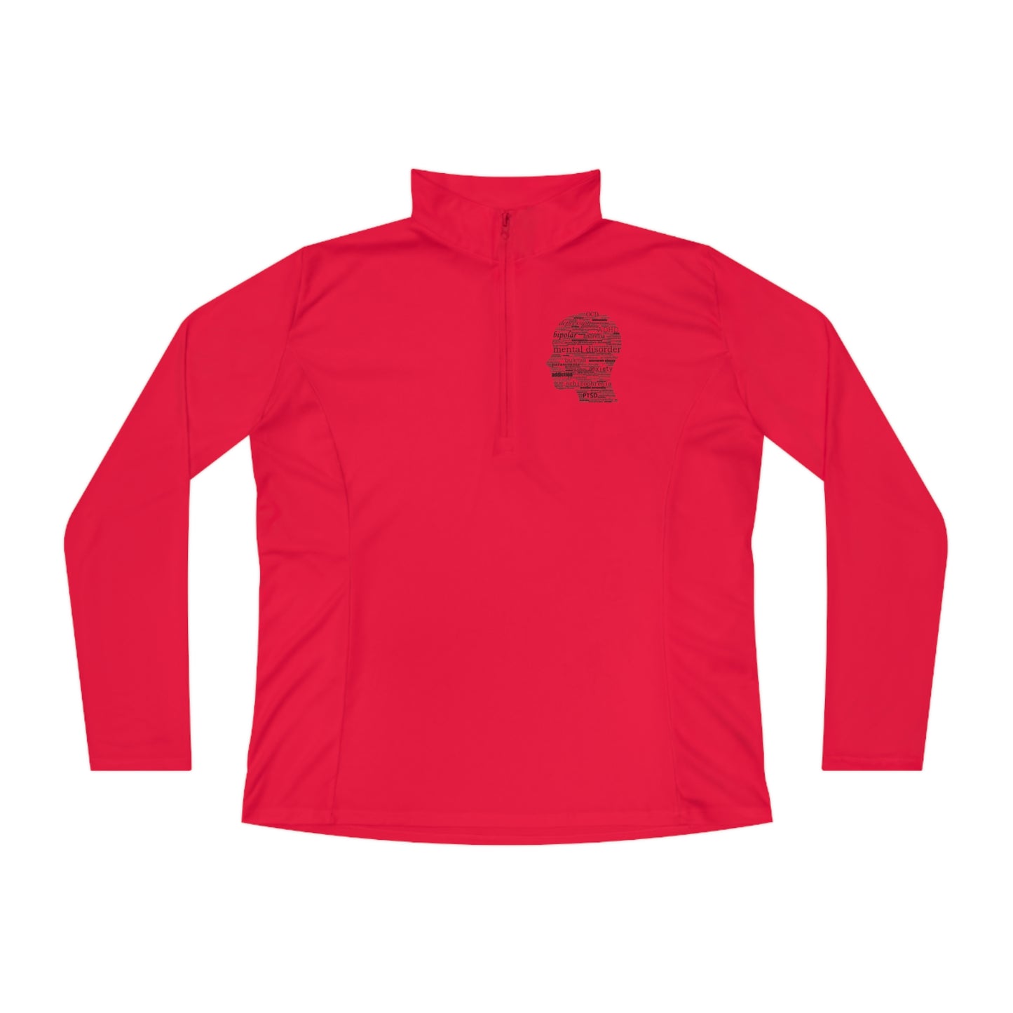 Mental Disorder Silhouette Ladies Quarter-Zip Pullover