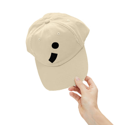 Semi-Colon ; Unisex Distressed Cap