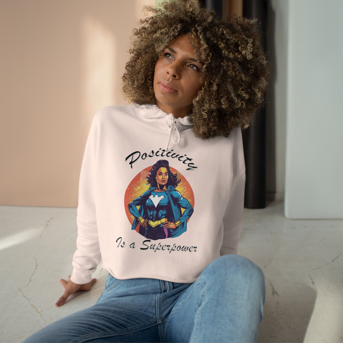 Positivity is a Superpower Female Superhero Crop Hoodie