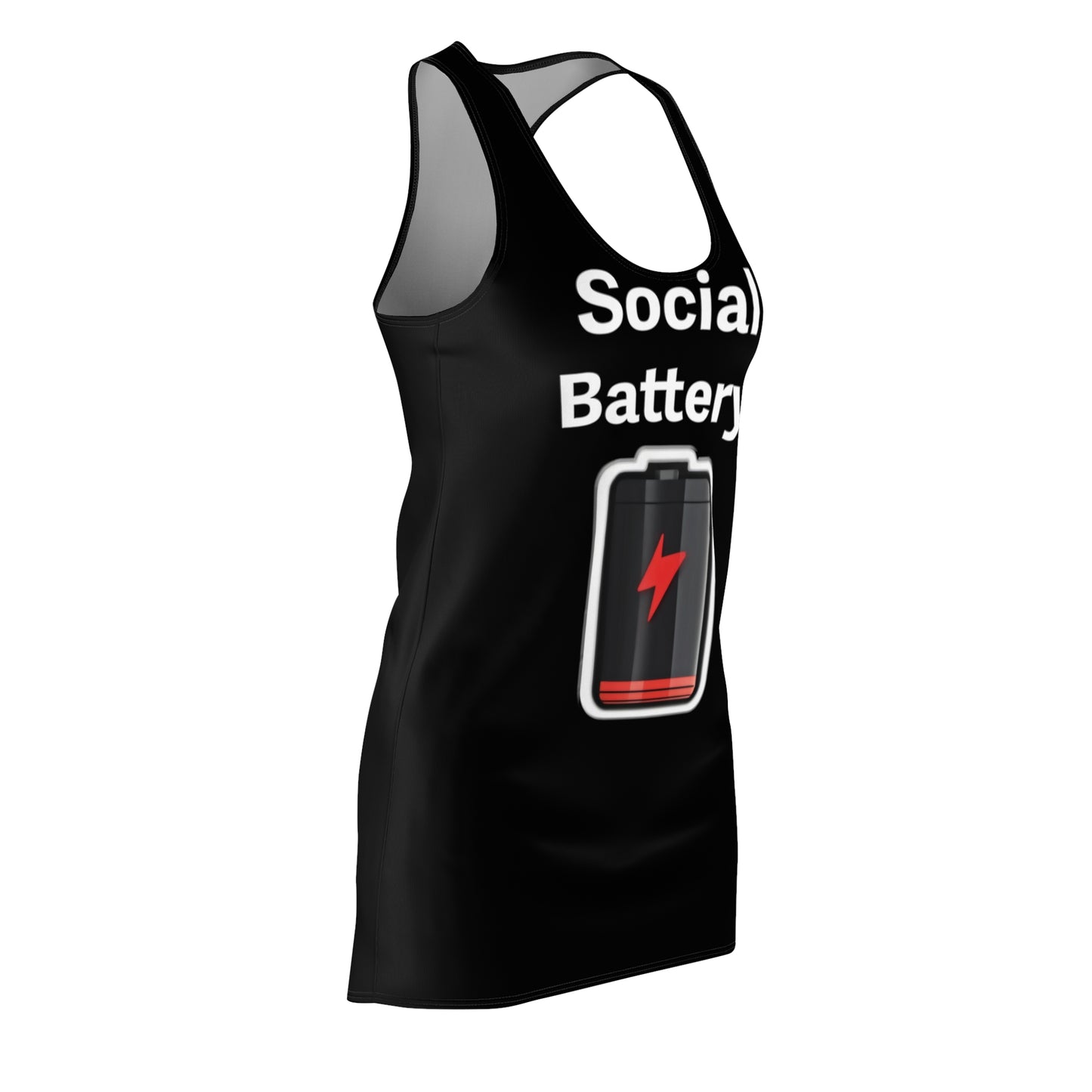 Social Battery Low Women's Cut & Sew Racerback Dress (AOP)