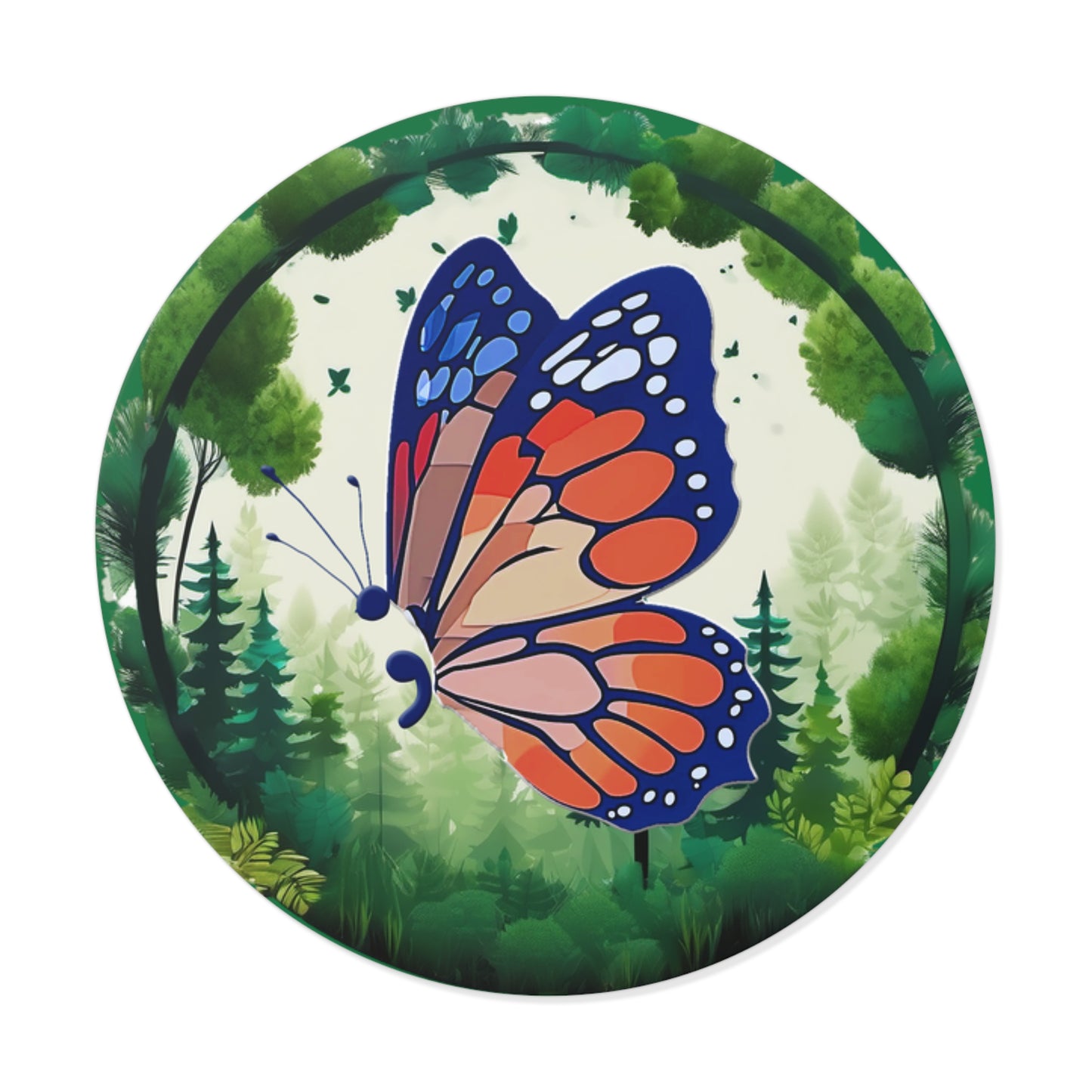 Semi-Colon Butterfly Round Vinyl Stickers