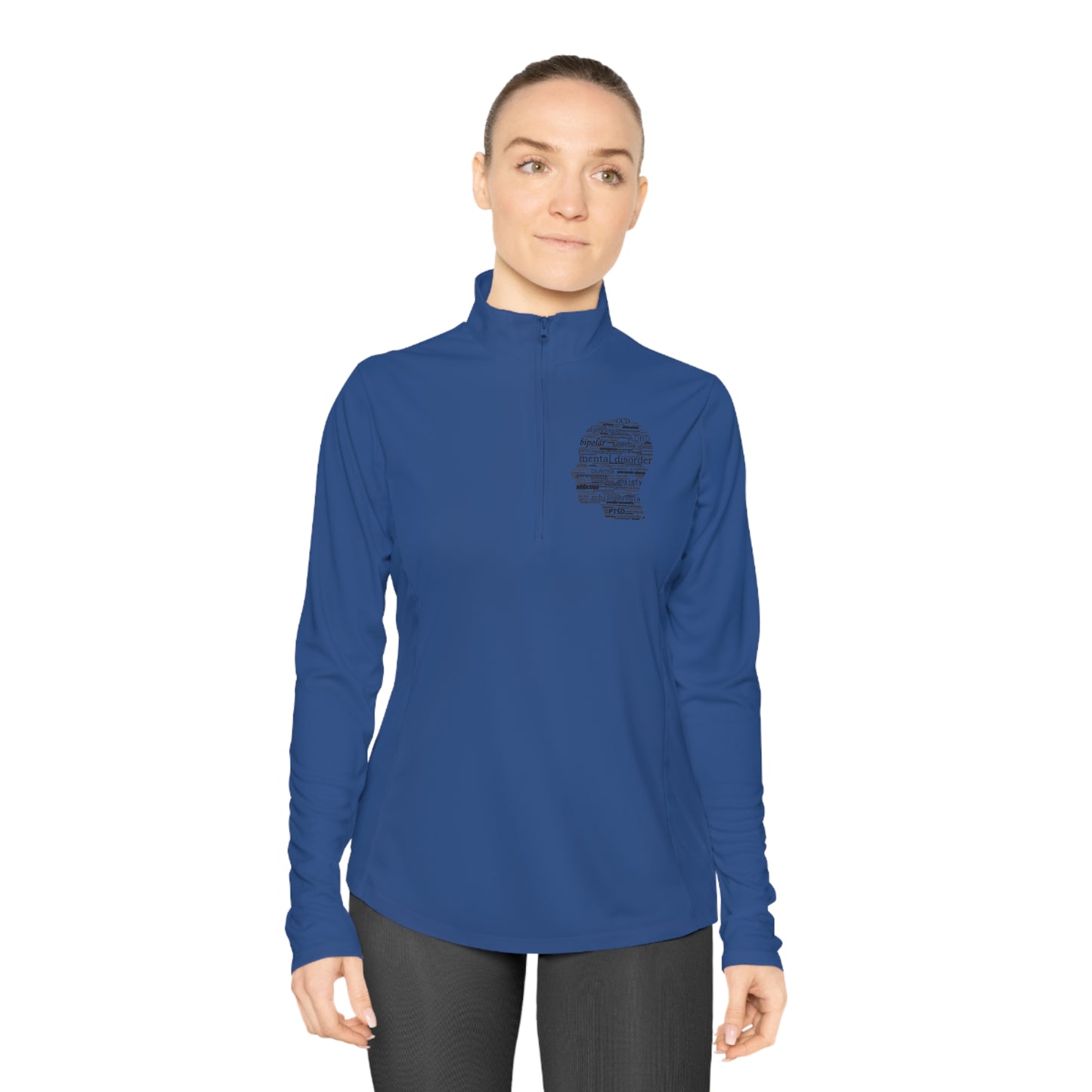 Mental Disorder Silhouette Ladies Quarter-Zip Pullover