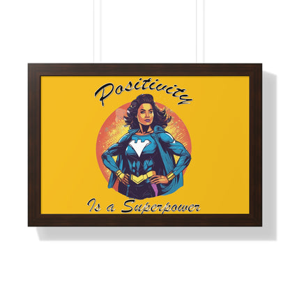 Positivity is a Superpower Female Superhero Framed Horizontal Poster