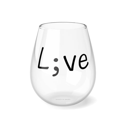 Semi-Colon L;ve 12oz Stemless Wine Glass