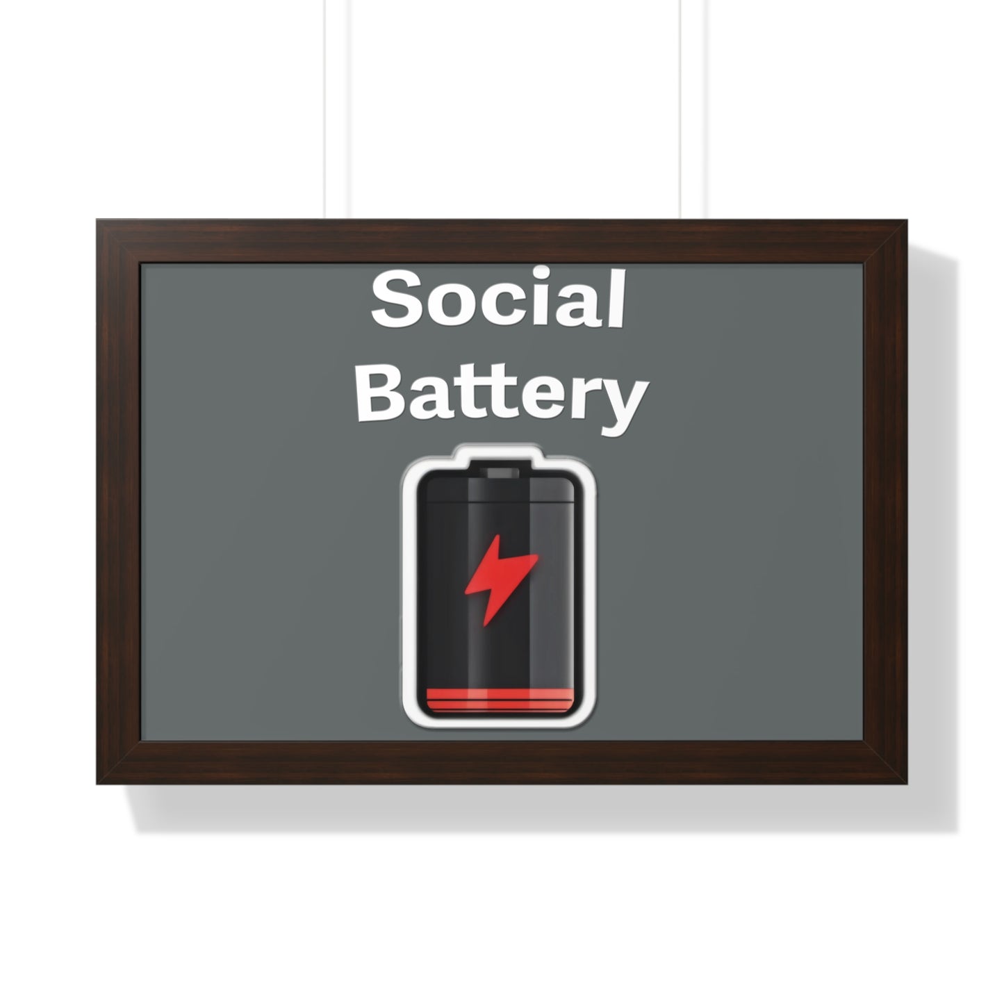 Social Battery Low Framed Horizontal Poster