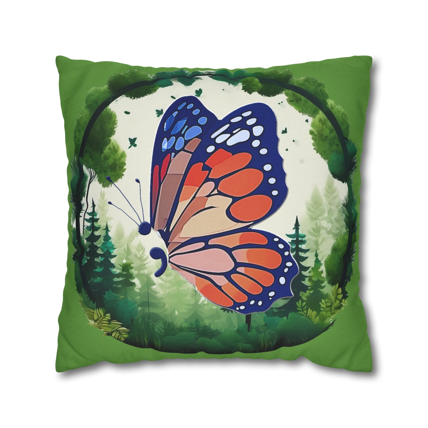 Semi-Colon Butterfly Spun Polyester Square Pillowcase