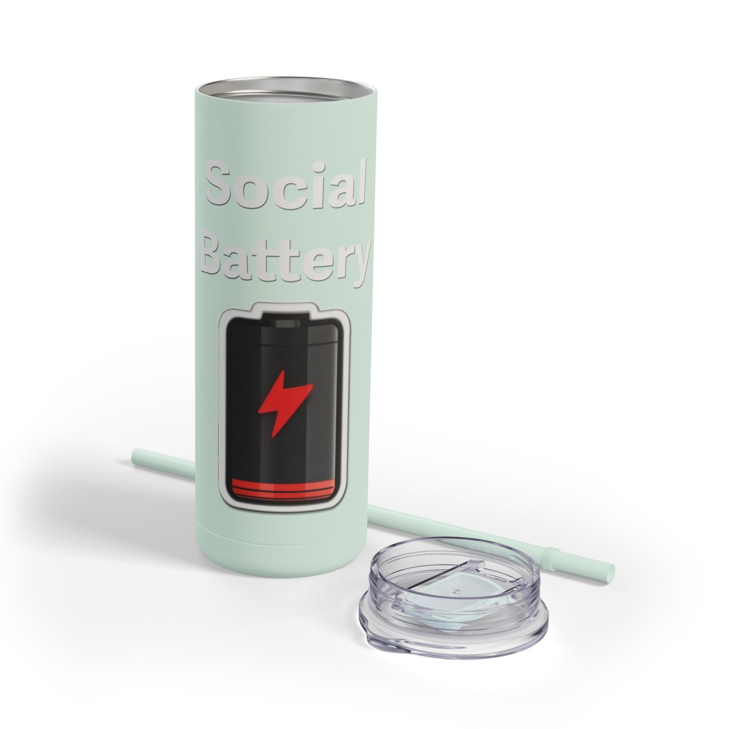 Social Battery Low Skinny Matte Tumbler, 20oz