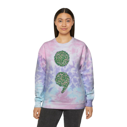 Flowers Semi-Colon Unisex Tie-Dye Sweatshirt