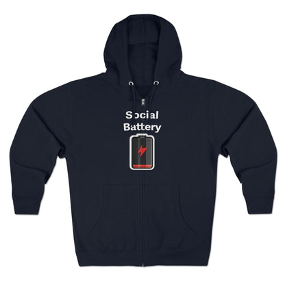 Social Battery Low Unisex Zip Hoodie