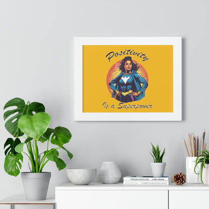 Positivity is a Superpower Female Superhero Framed Horizontal Poster