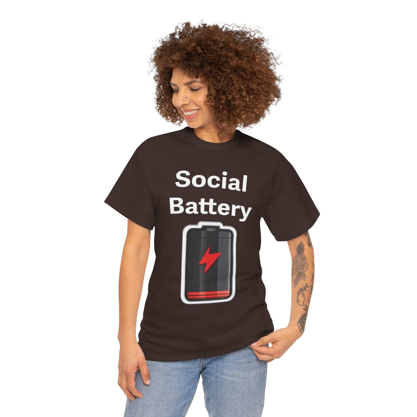 Social Battery Low Unisex Heavy Cotton Tee