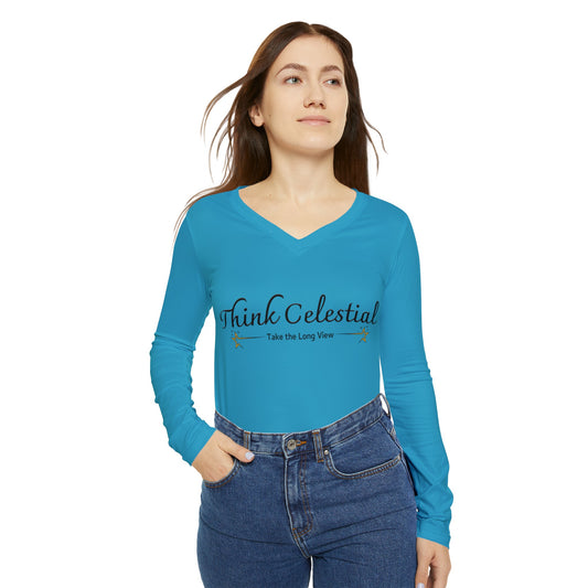 Think Celestial Hands Women's Long Sleeve V-neck Shirt