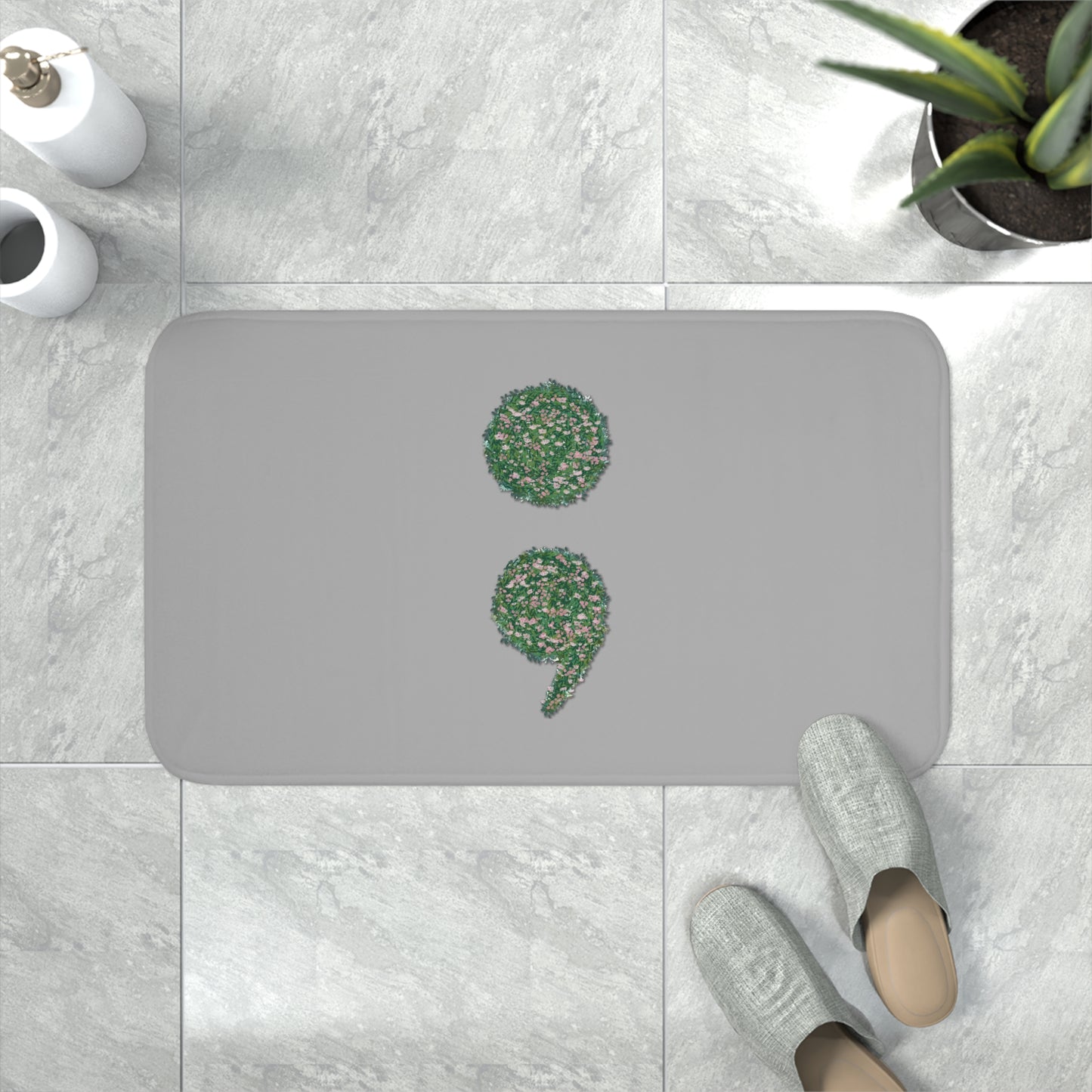 Flowers Semi-Colon Memory Foam Bath Mat