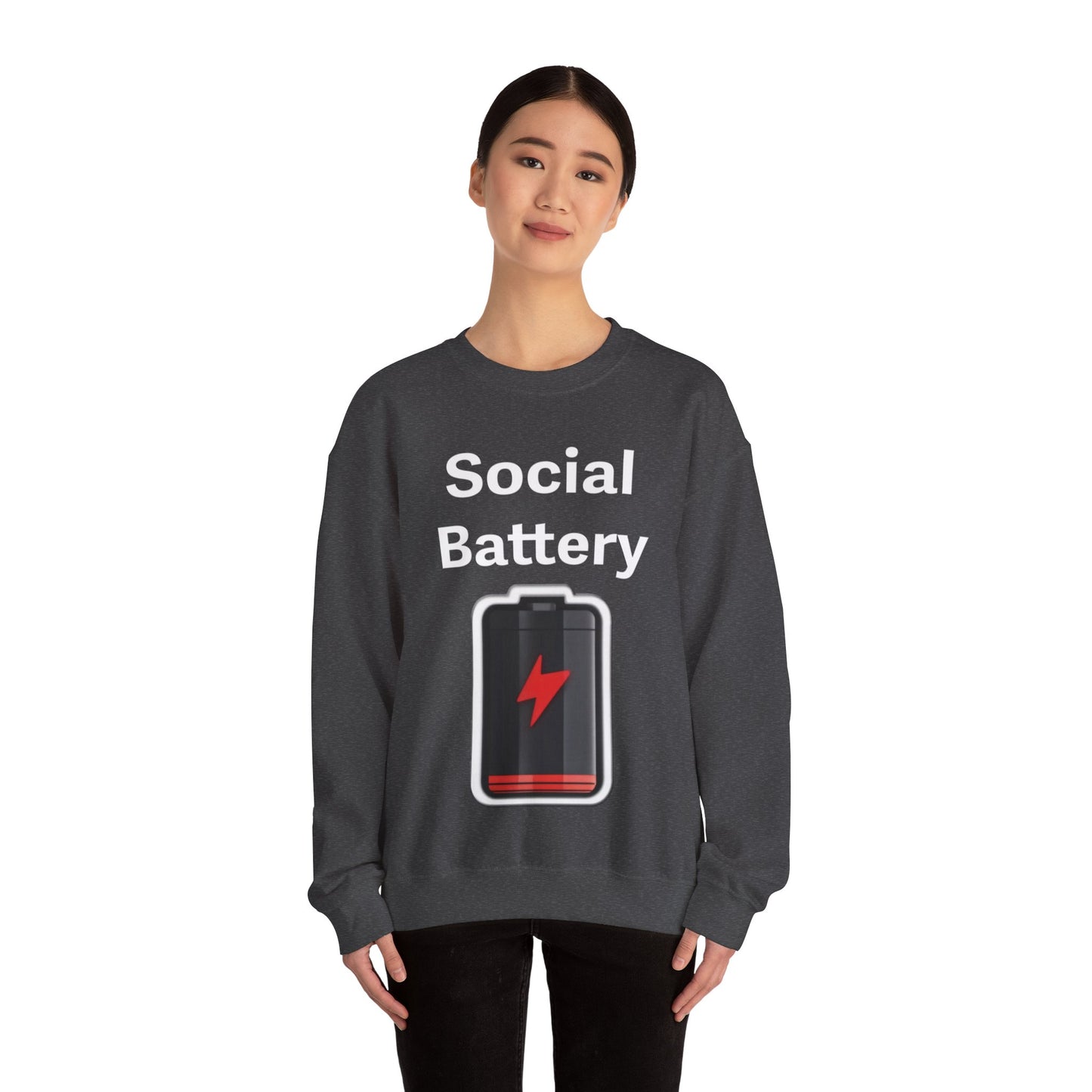 Social Battery Low Unisex Heavy Blend™ Crewneck Sweatshirt