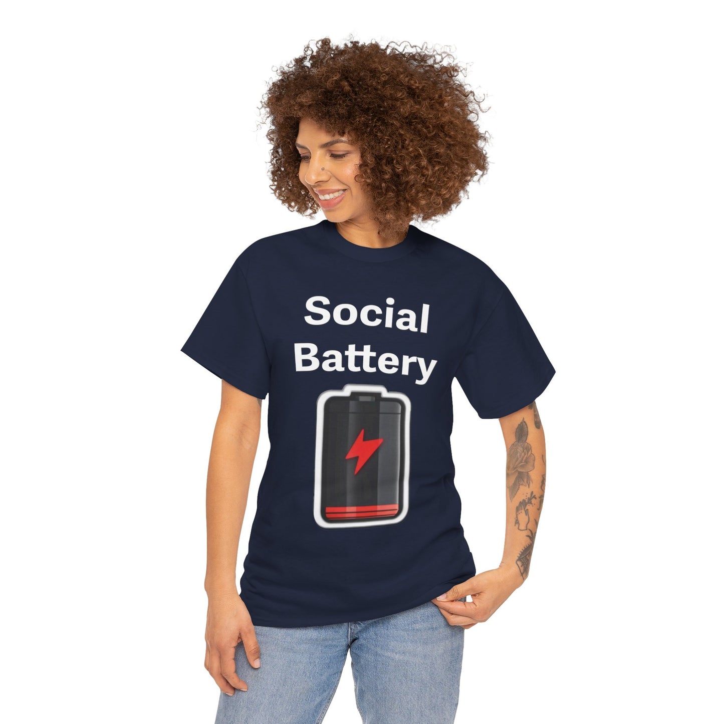 Social Battery Low Unisex Heavy Cotton Tee