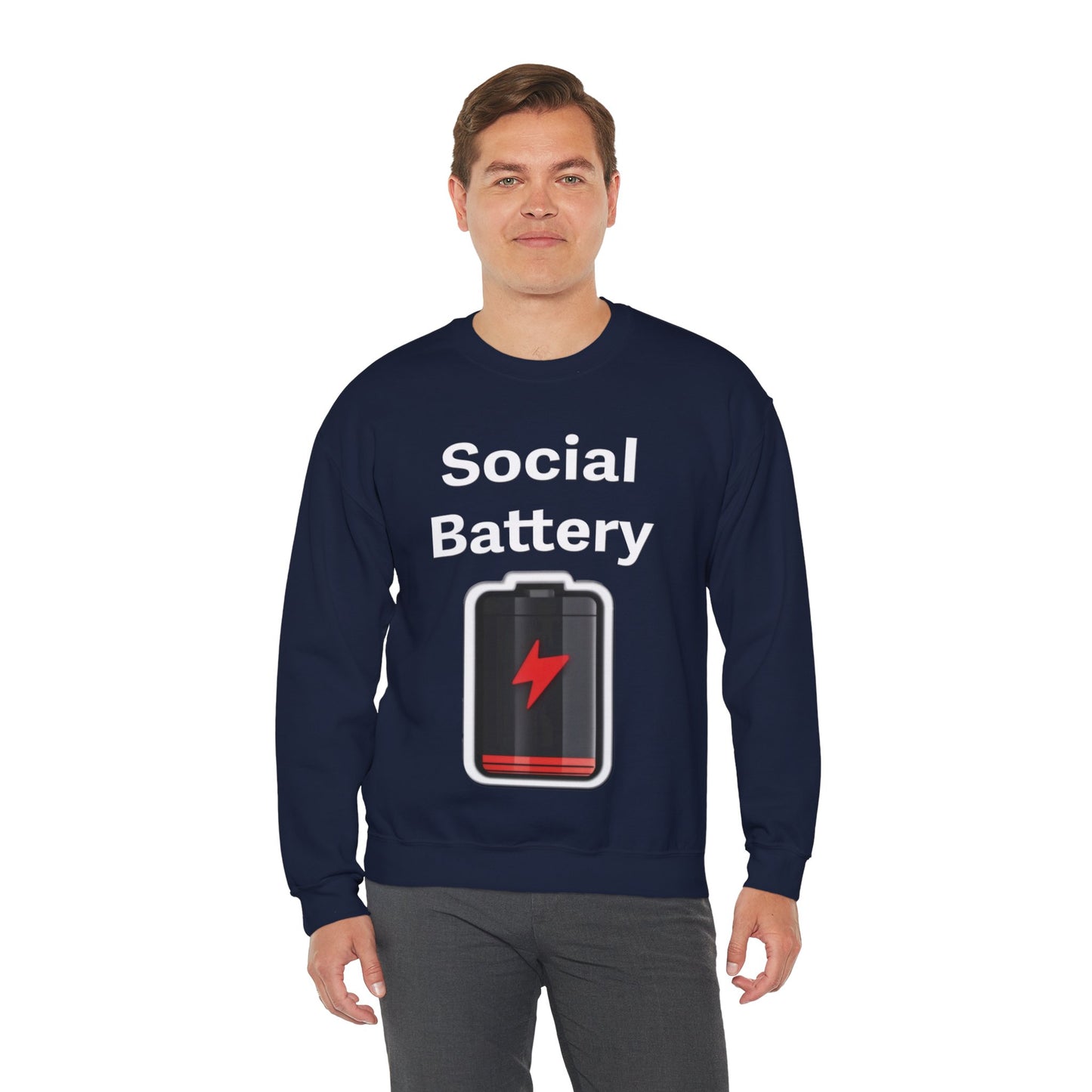 Social Battery Low Unisex Heavy Blend™ Crewneck Sweatshirt