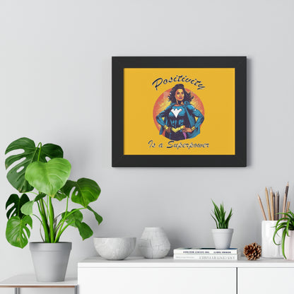 Positivity is a Superpower Female Superhero Framed Horizontal Poster