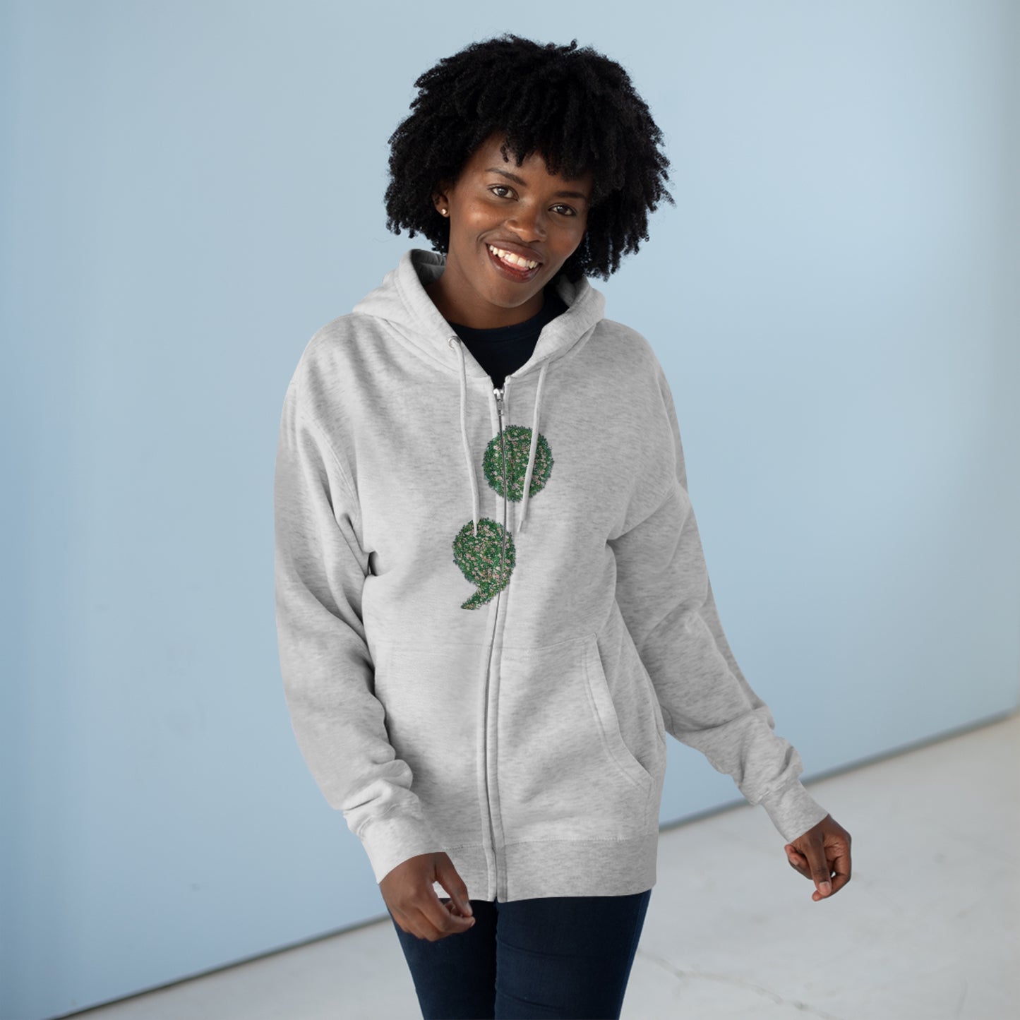 Flowers Semi-Colon Unisex Zip Hoodie