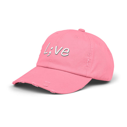 Semi-Colon L;ve Unisex Distressed Cap