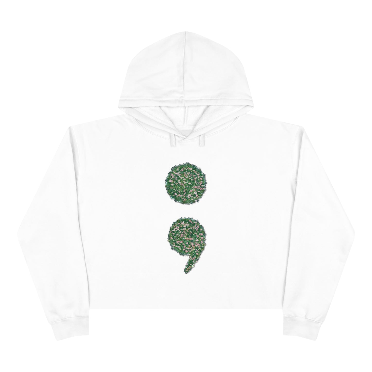 Flowers Semi-Colon Crop Hoodie