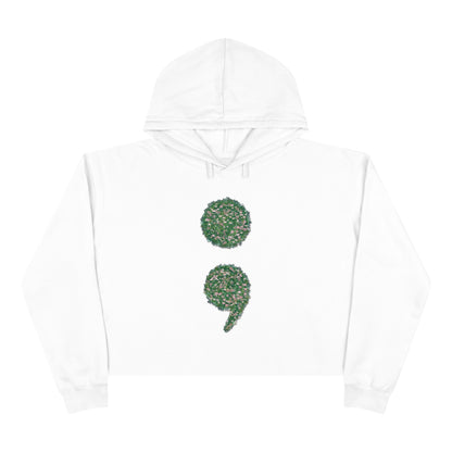 Flowers Semi-Colon Crop Hoodie