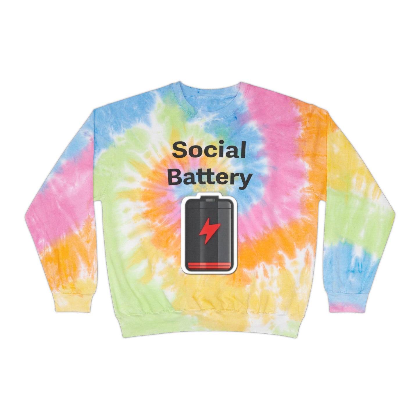 Social Battery Low Unisex Tie-Dye Sweatshirt