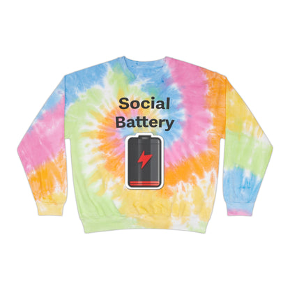 Social Battery Low Unisex Tie-Dye Sweatshirt