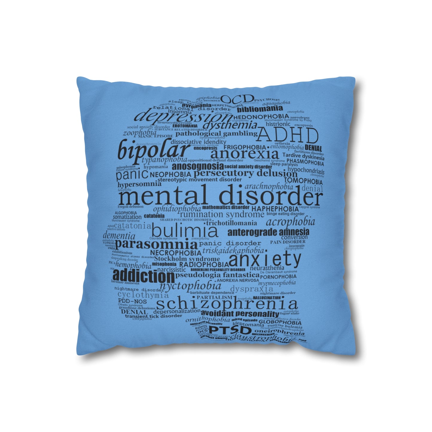 Mental Disorder Silhouette Spun Polyester Square Pillowcase