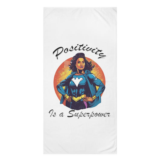 Positivity is a Superpower Female Superhero Mink-Cotton Towel