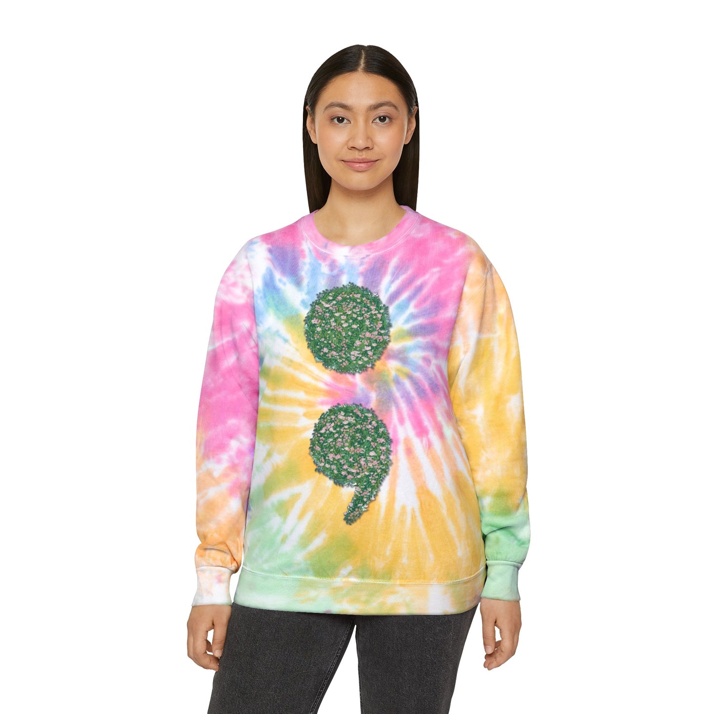 Flowers Semi-Colon Unisex Tie-Dye Sweatshirt