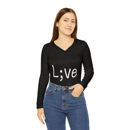 Semi-Colon L;ve Women's Long Sleeve V-neck Shirt