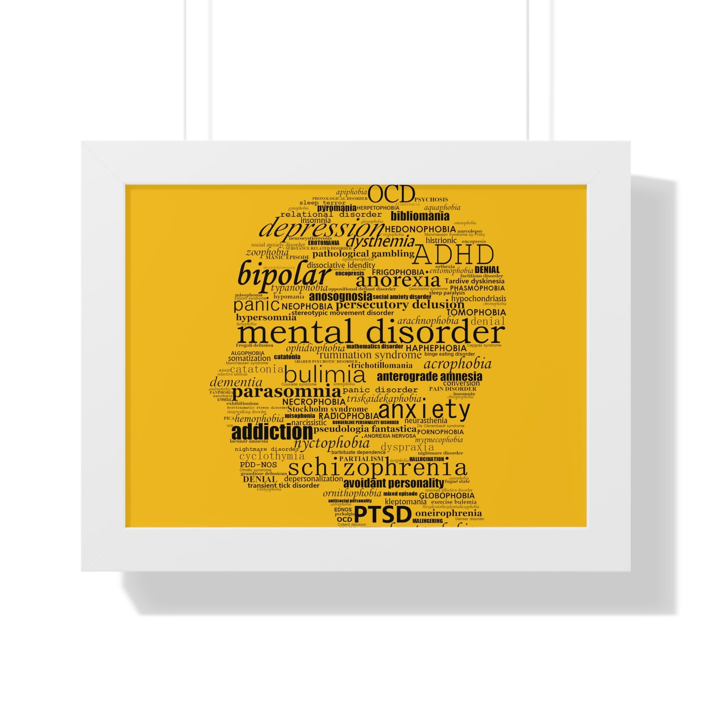 Mental Disorder Silhouette Framed Horizontal Poster