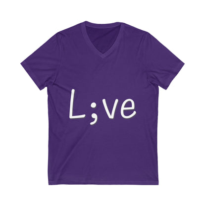 Semi-Colon L;ve Jersey Short Sleeve V-Neck Tee