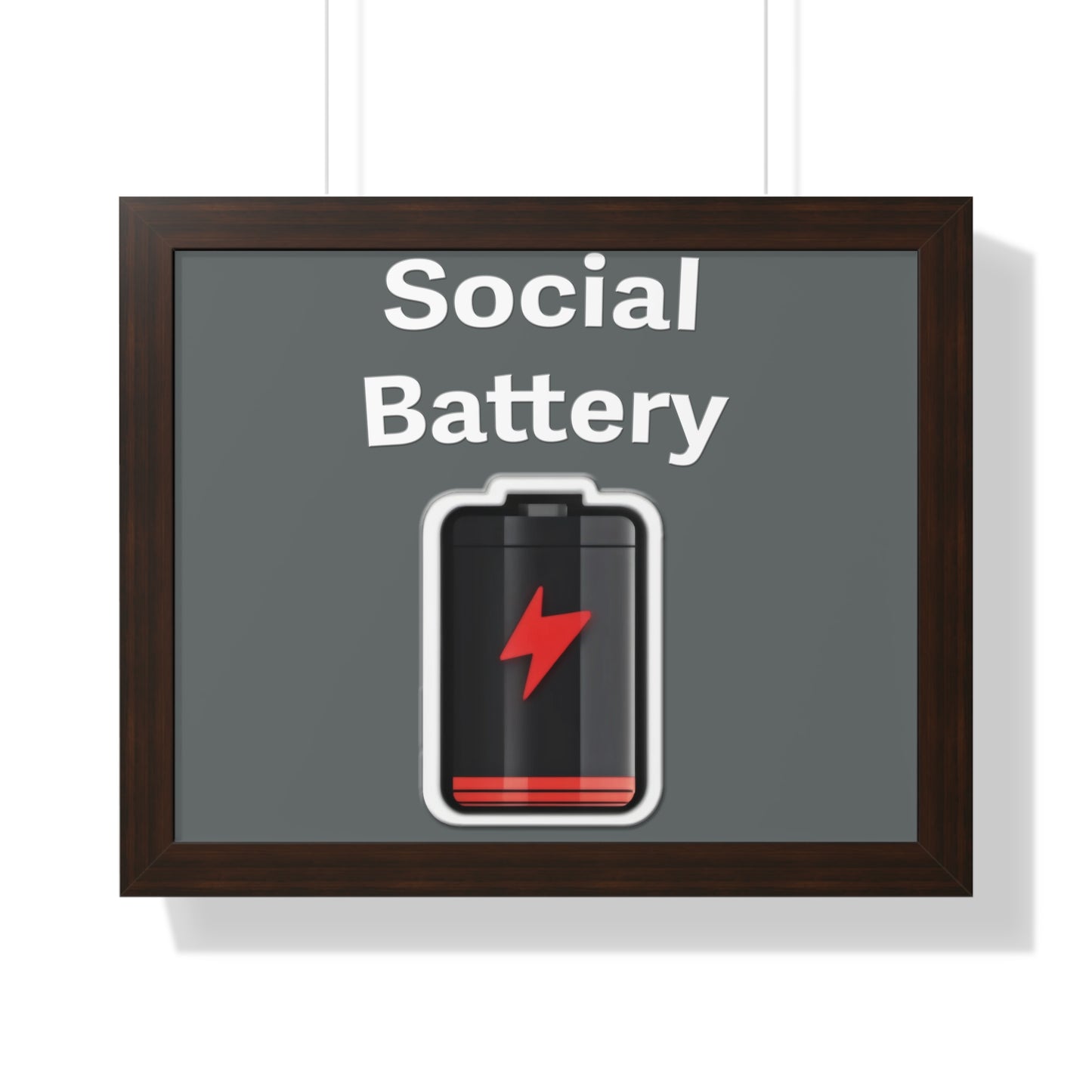 Social Battery Low Framed Horizontal Poster